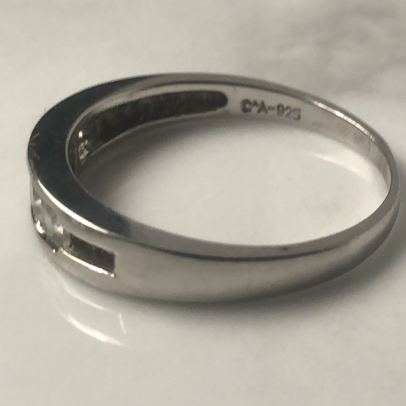 Sterling silver & square CZ band ring Size 8.25 - Picture 4 of 4